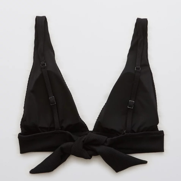 🌊AERIE BRAND NEW RIBBED TIE LONGLINE TRIANGLE BIKINI TOP SIZE S - Picture 6 of 10